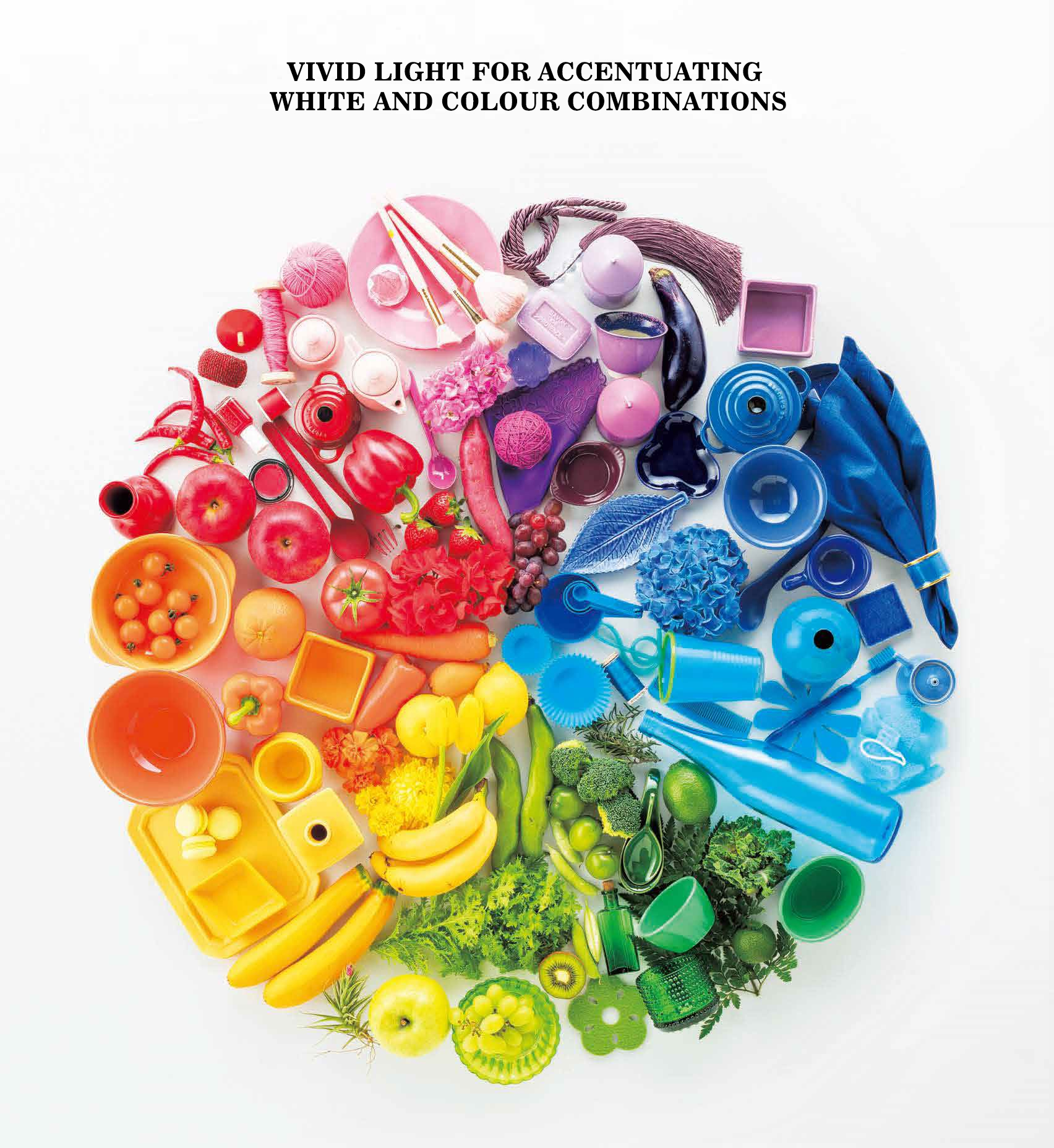 Vivid light for accentuating  white and colour combinations